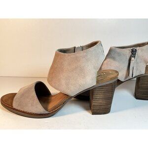 TOMS Suede Majorca Cutout Block Heels Womens Casual Sandals Shoes Taupe Size W9